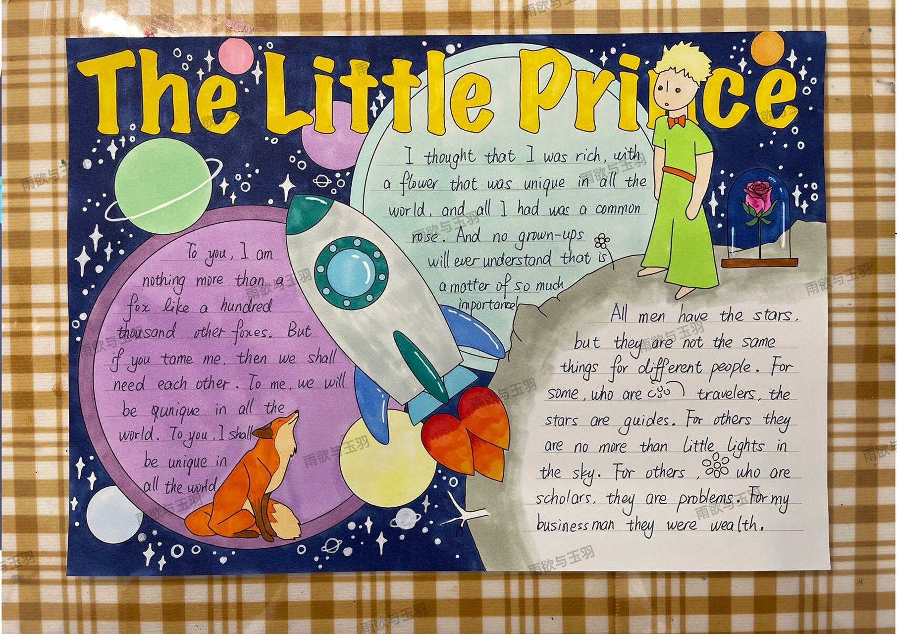 2156621566小王子英文手抄报 英语阅读手抄报 有不会画的可以