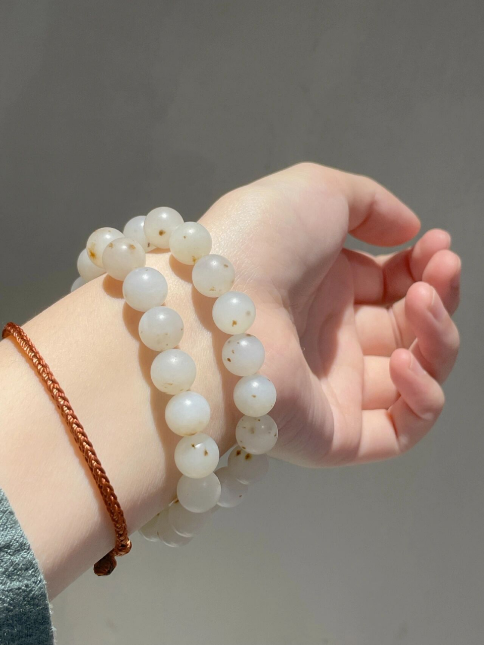 和田玉 新疆且末料 白玉桂花糕 10mm 手串 且末天泰料 糯白糯白的