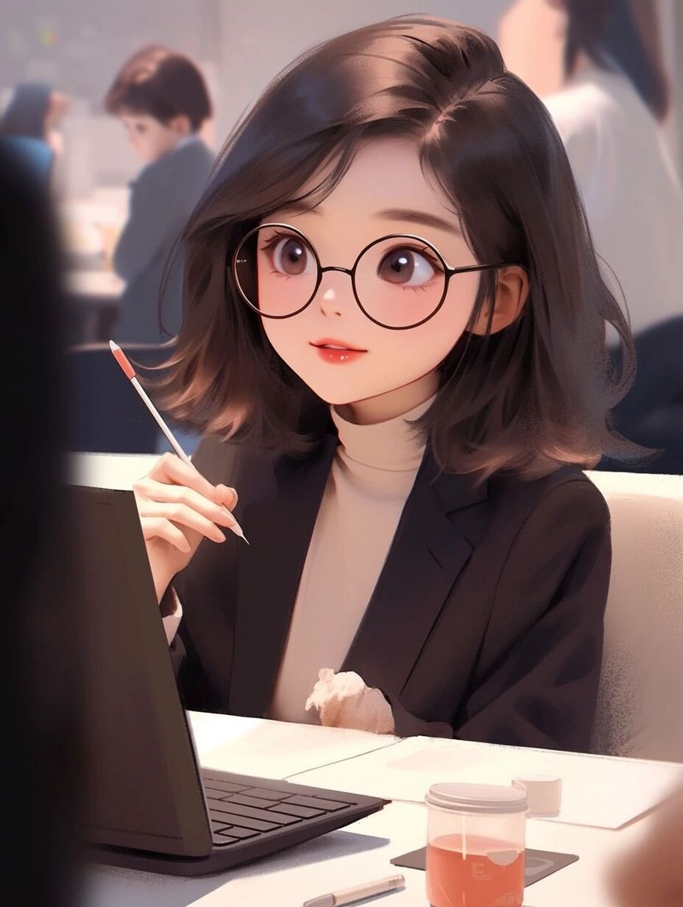 要短发戴眼镜的来了