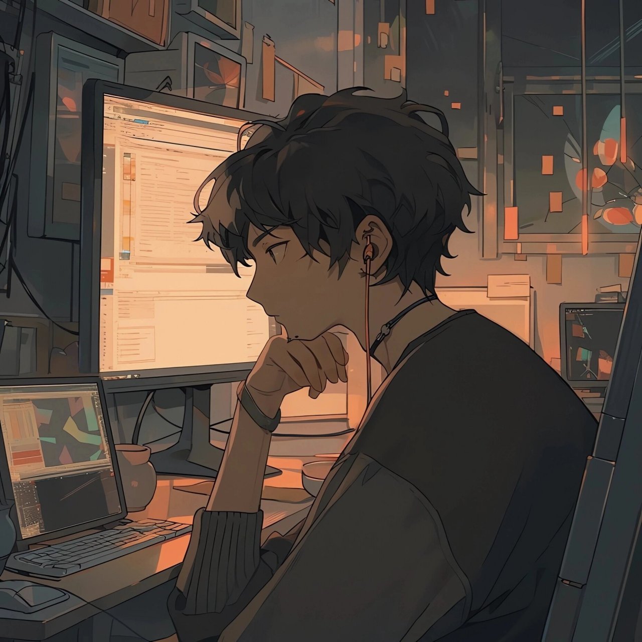 第31期 认真思考的动漫程序员头像