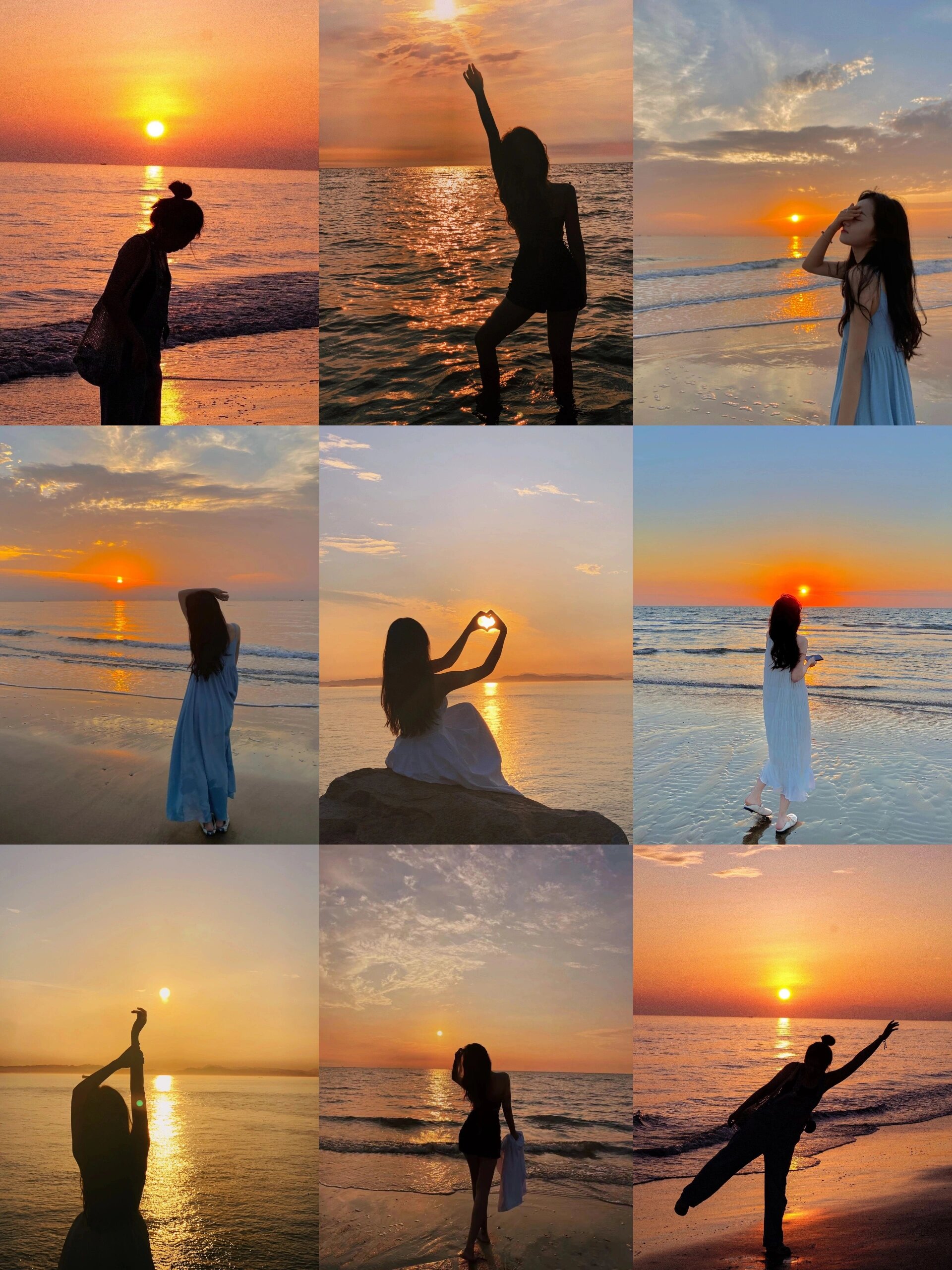 三亚海边日出日落拍照姿势合集
