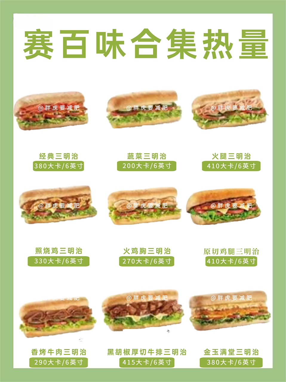 赛百味热量测评,低卡攻略,减脂人必看!