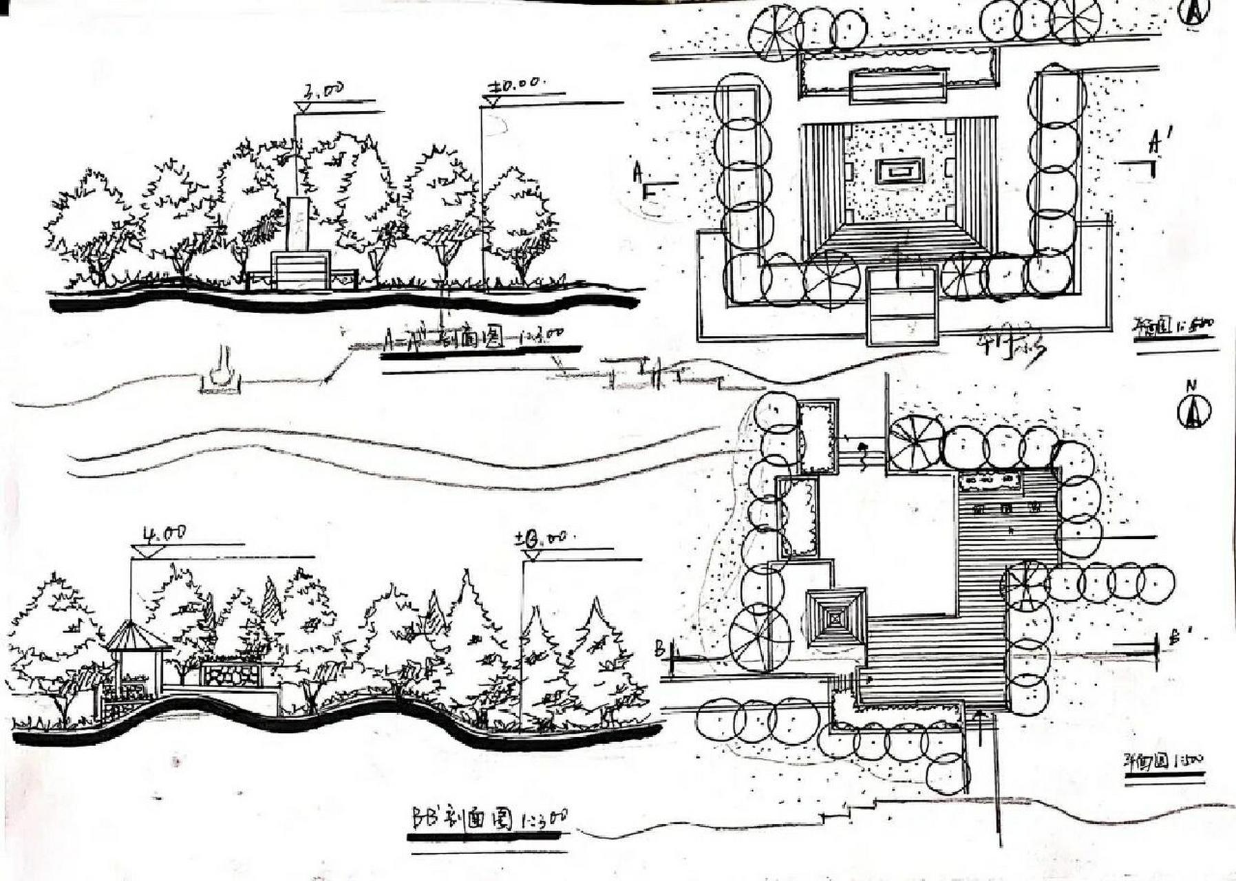 景观设计三视图手绘图片