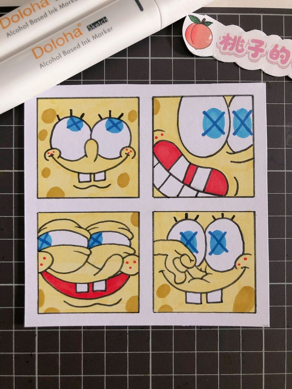 第148幅|海绵宝宝四宫格画.附步骤图.