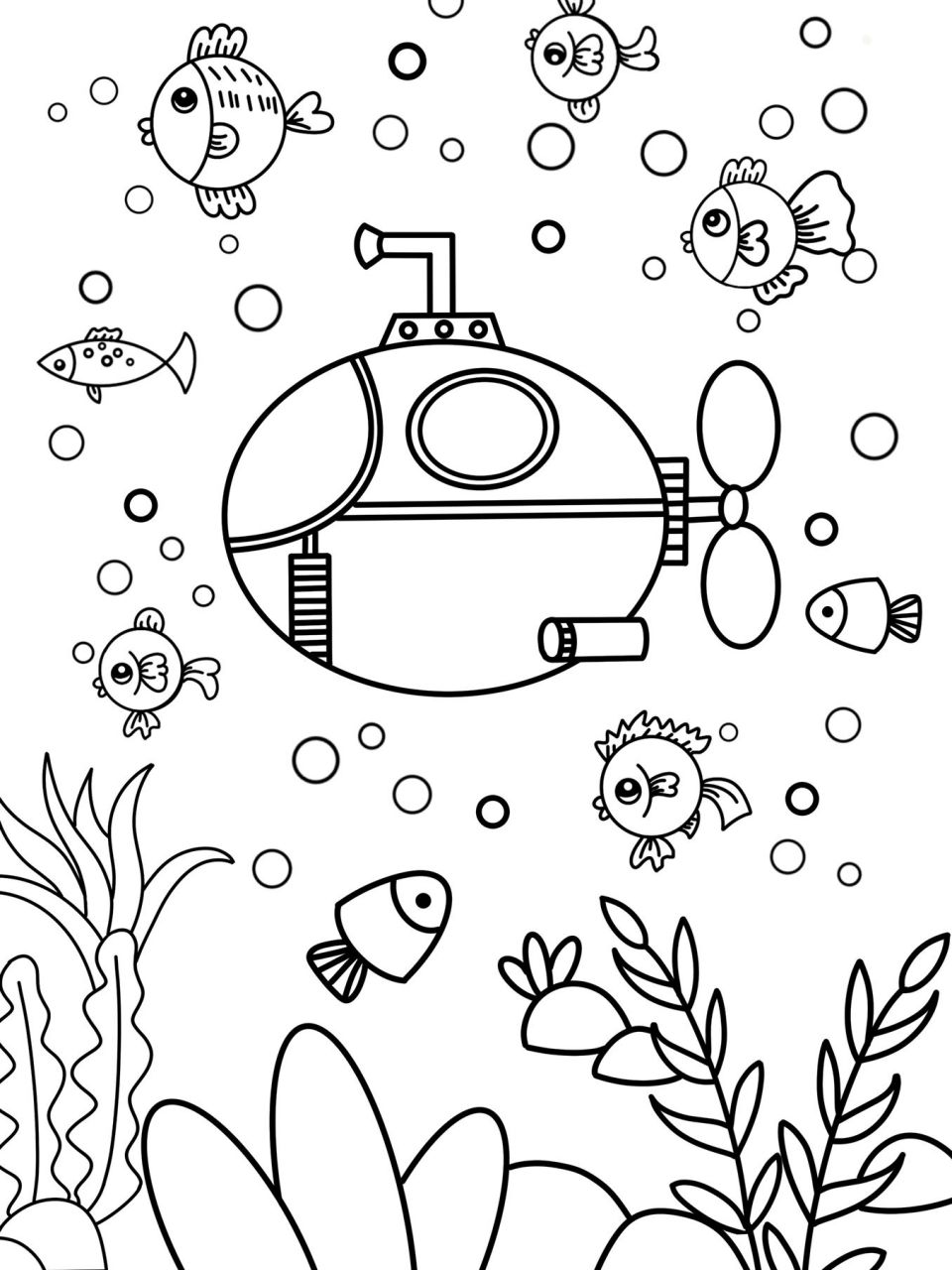 潜水艇简画图图片