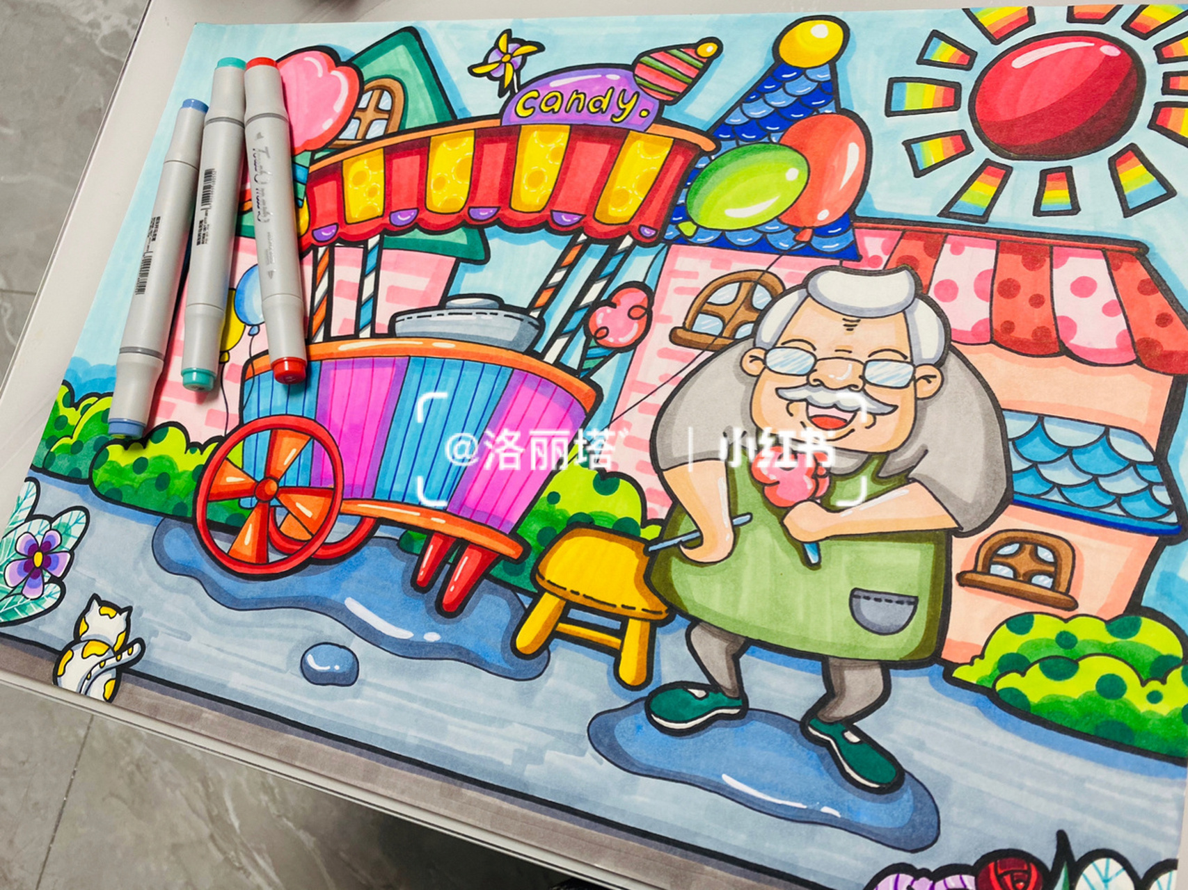 原创《卖棉花糖的老爷爷》 9215商用 #简笔画教程