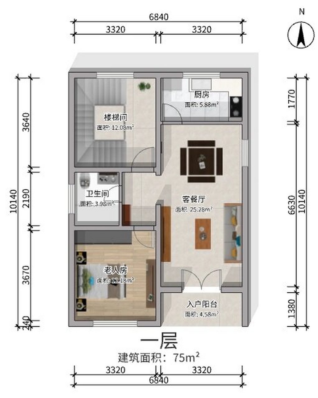 75平米的农村自建房子图片