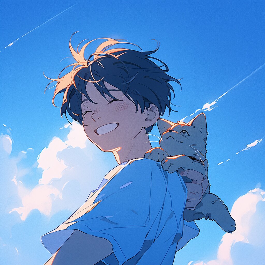 头像男生|猫与少年