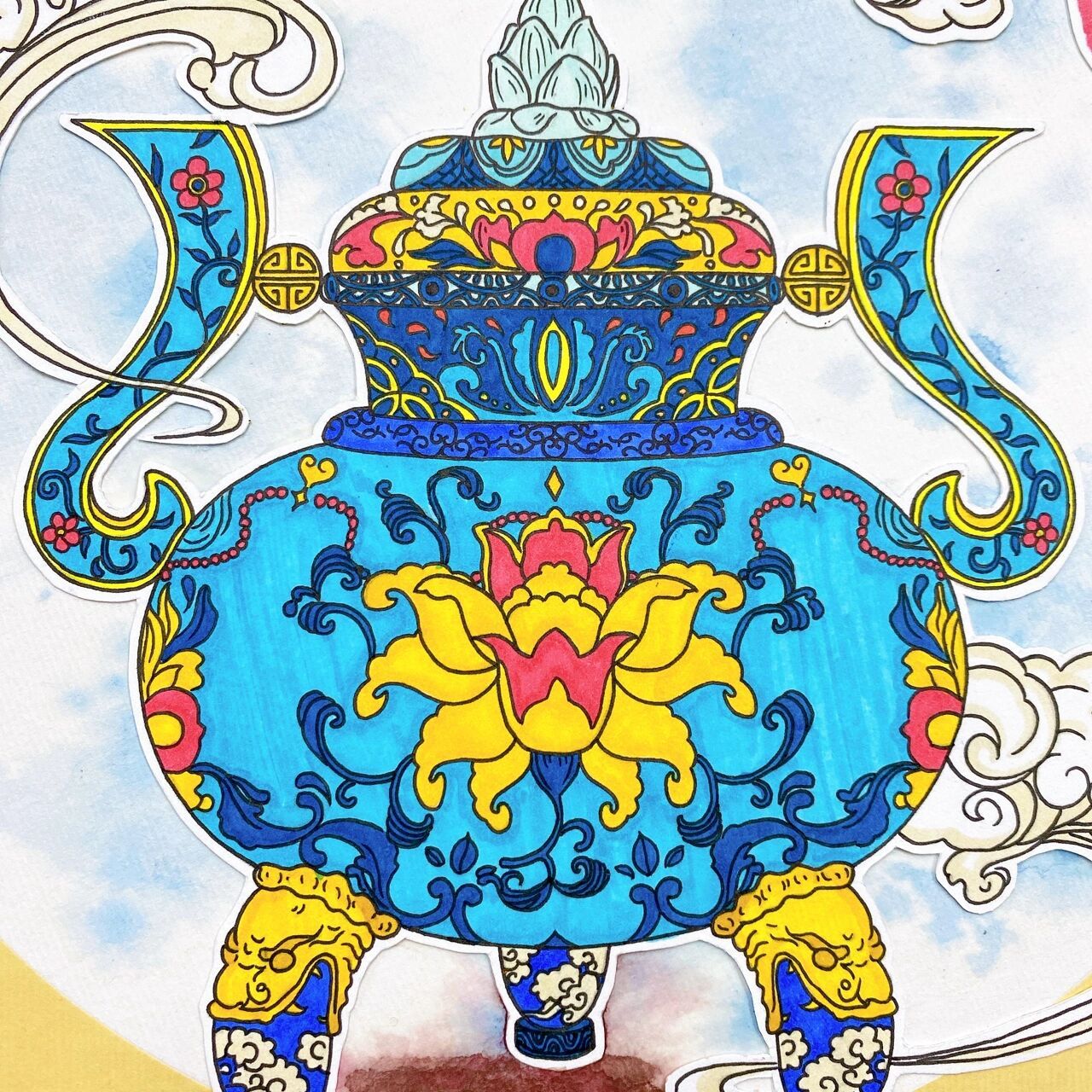 《景泰蓝——熏香炉》附线描