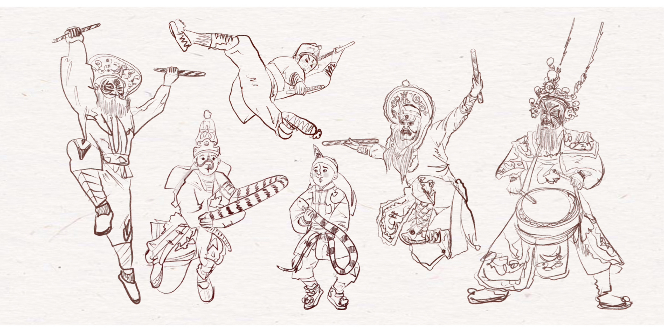 潮汕文化插画|潮汕英歌舞 今年的英歌舞非常受欢迎,手绘了几个人物