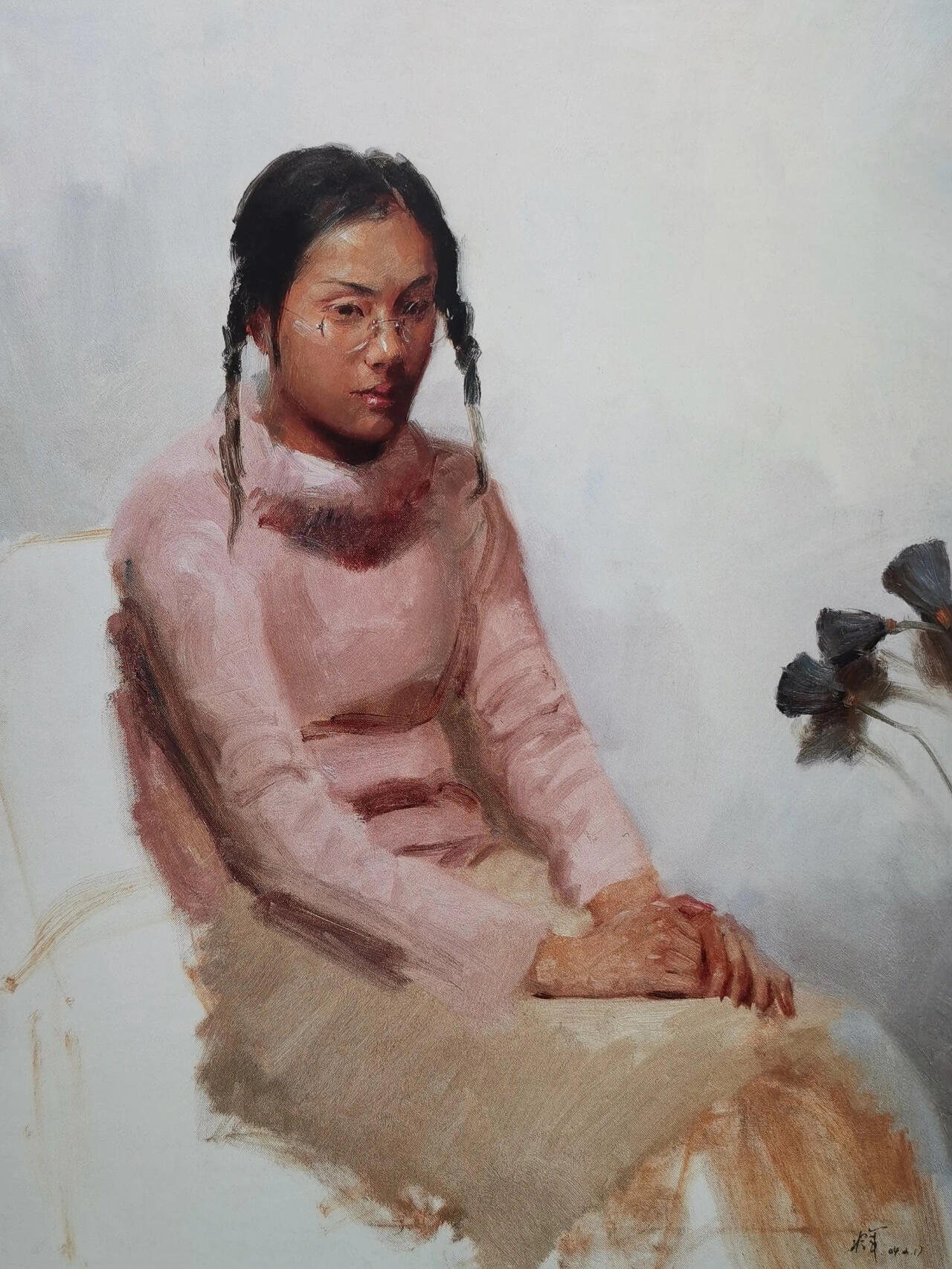 冷军罕见的短期油画,有点意思.