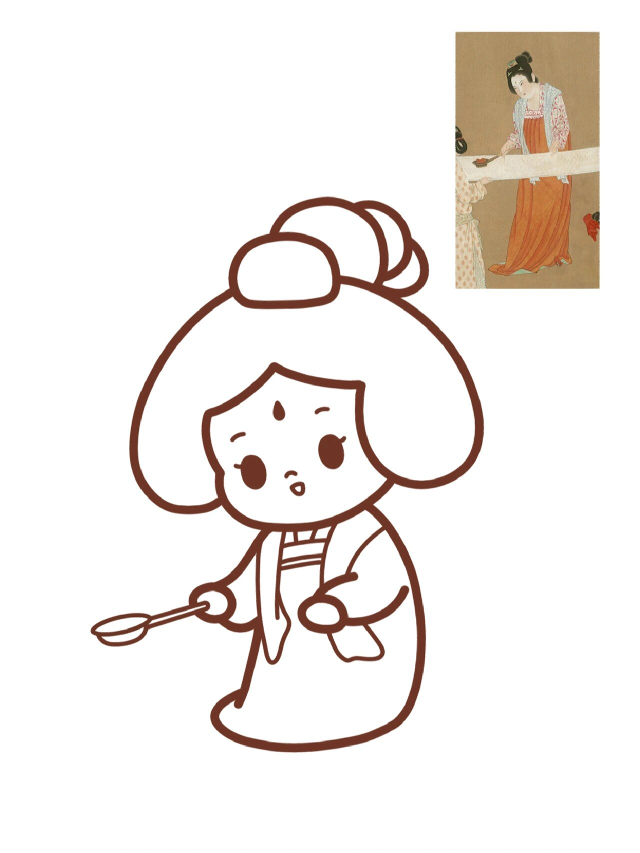 q版简笔画线稿|古风人物