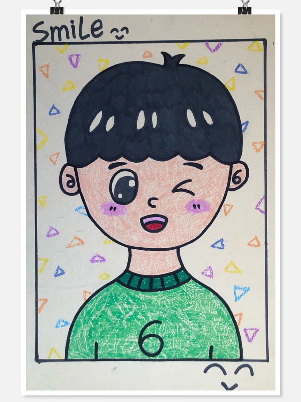 我的自画像 幼儿园大班,5-7岁油画棒《我的自画像》