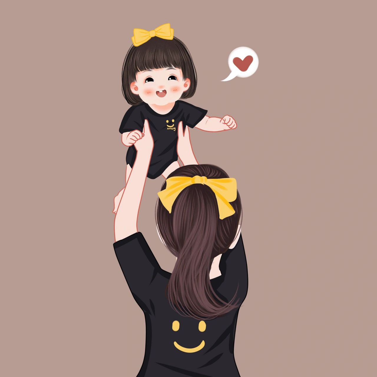 把你举高高7815妈妈带娃篇7815阿梦原创亲子手绘 头像分享给