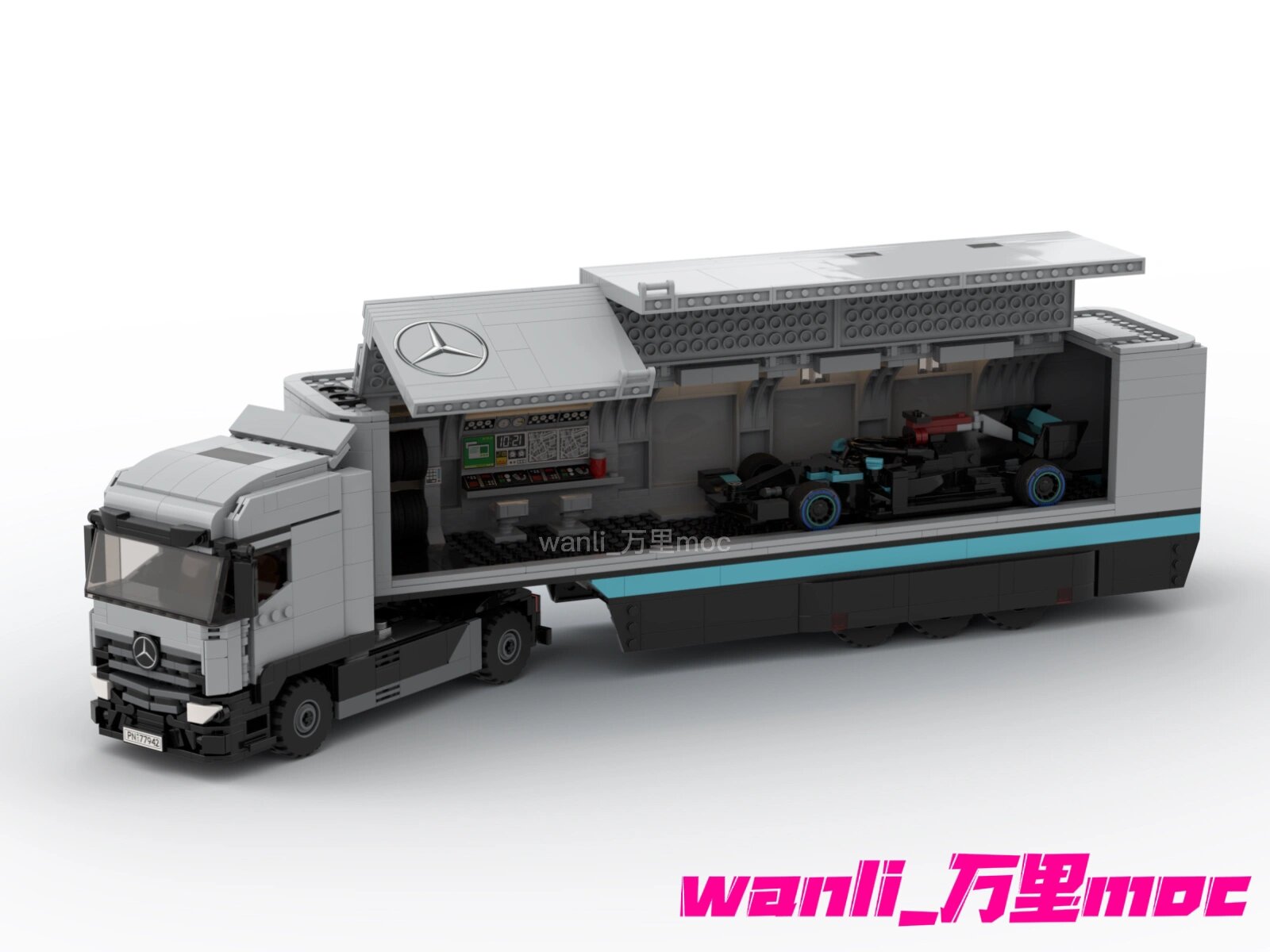 【乐高moc】奔驰f1车队运输车重制