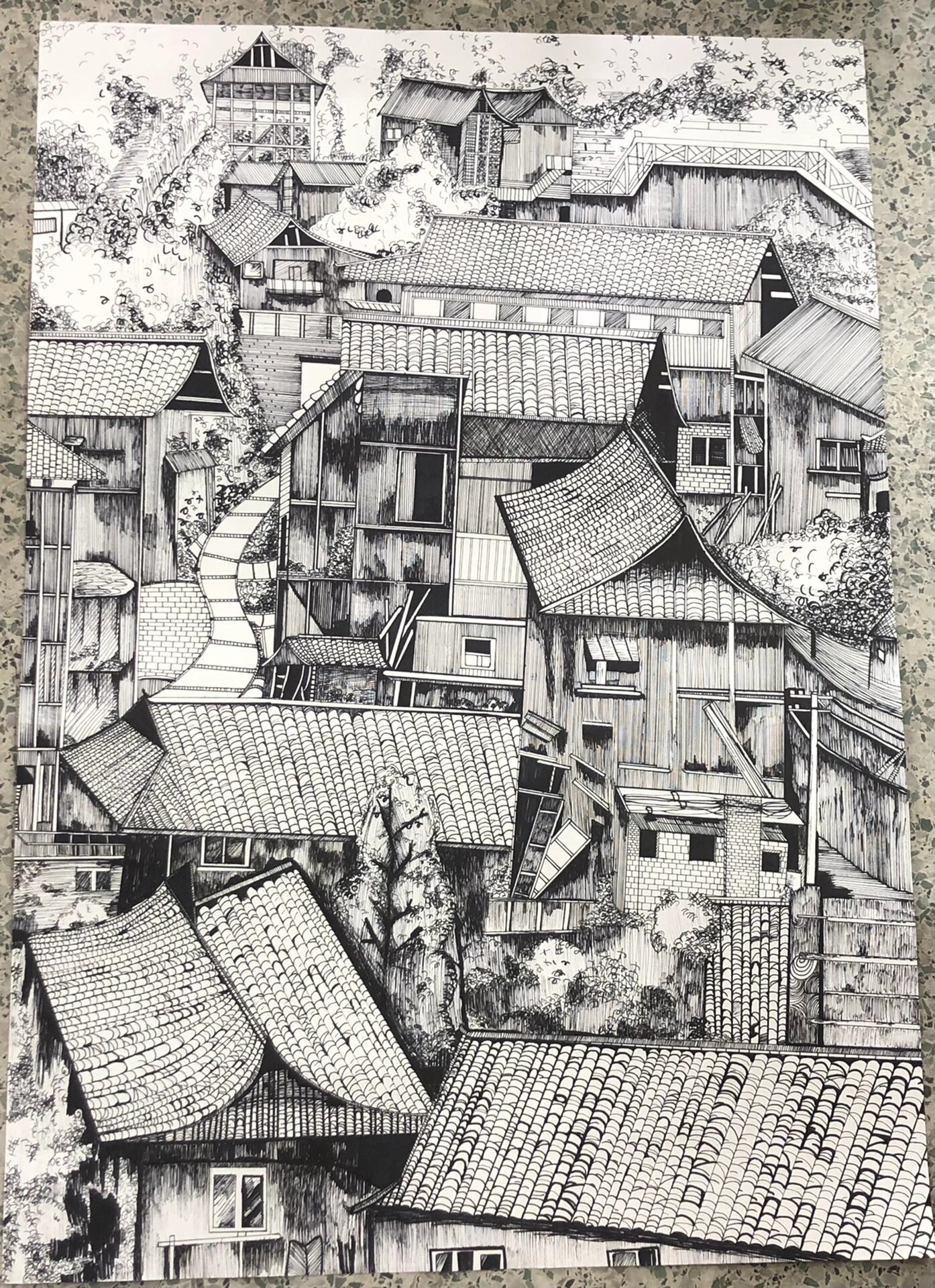 线描风景 黑白 临摹