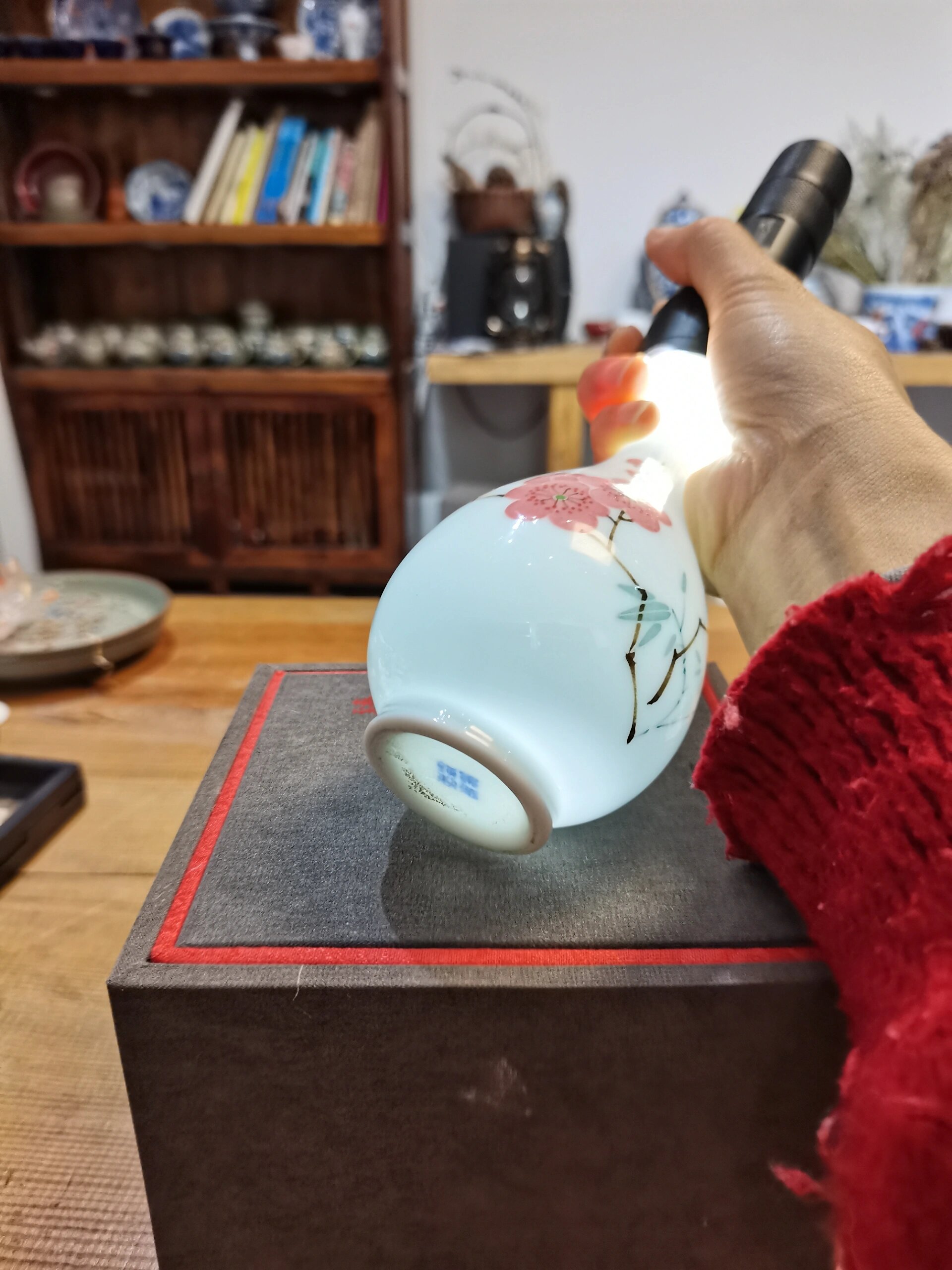 7501,滑石子材质,1400度高温釉下水点桃花