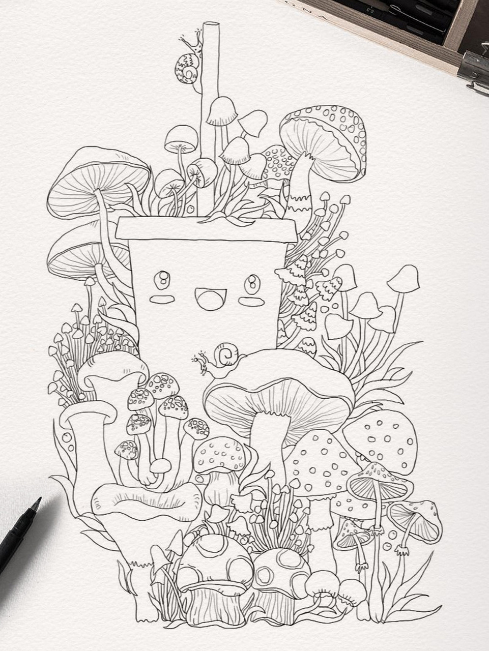 初学手绘插画线稿日常练习 植物系列 好友说对于初学者来说,这样的