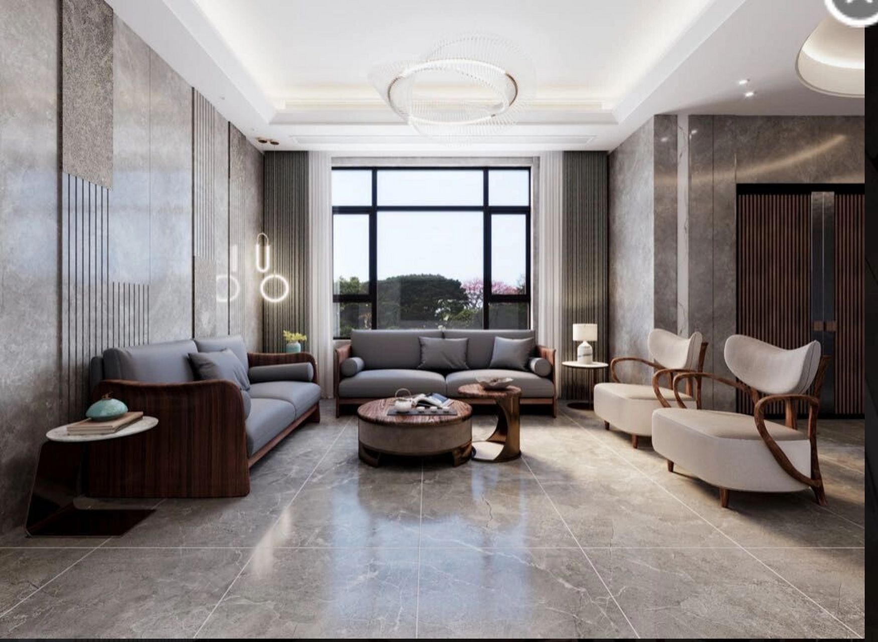 农村自建房大厅效果图 设计师给的一楼客厅的效果图,大致就是这样啦