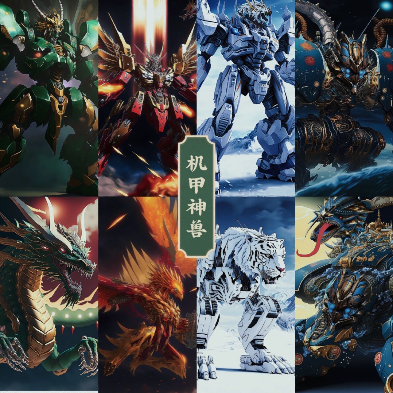 【ai绘画】四大神兽机甲变形版 青龙93 白虎91 朱雀08 玄武98