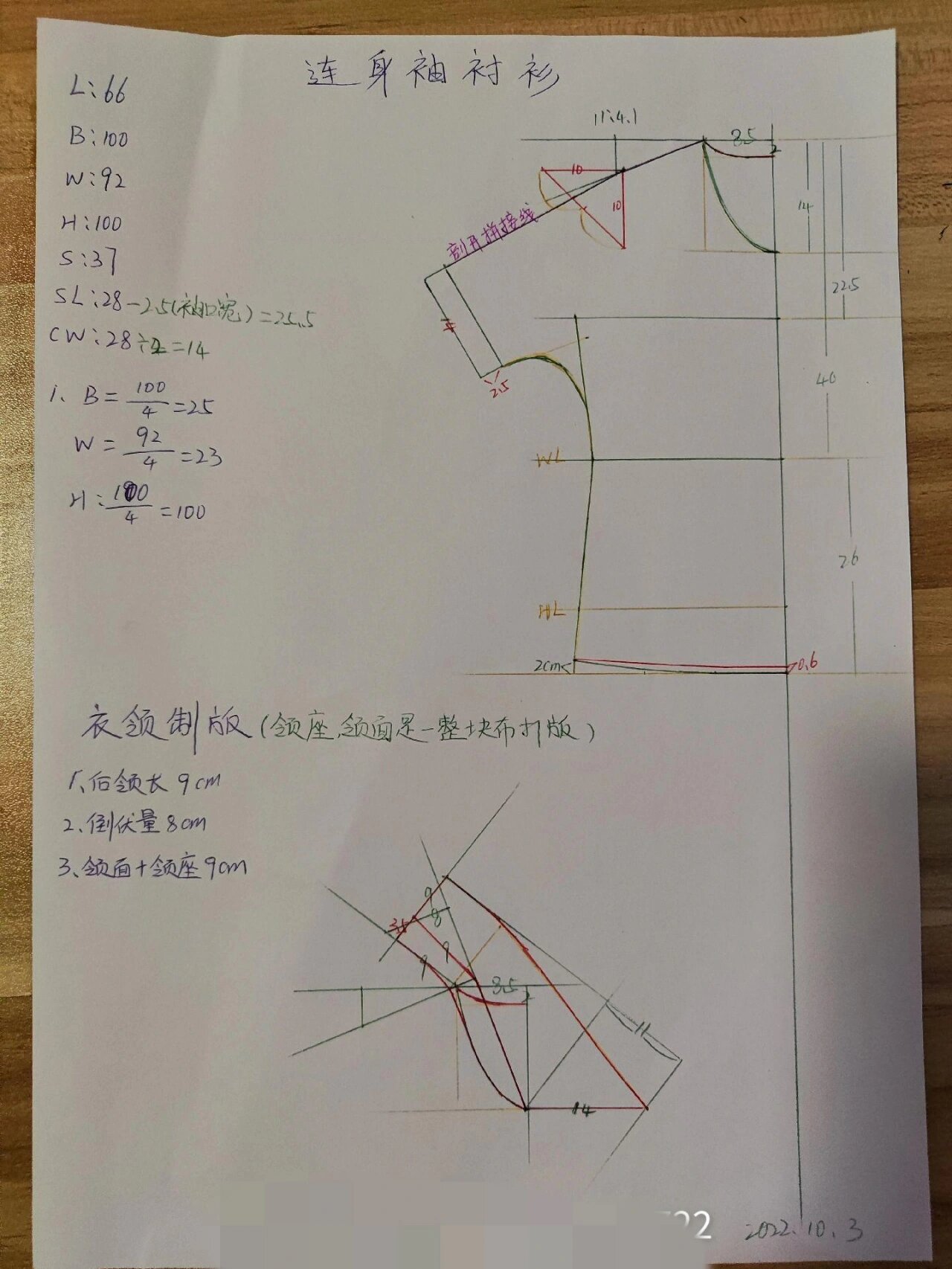 连肩袖女半袖裁剪图图片