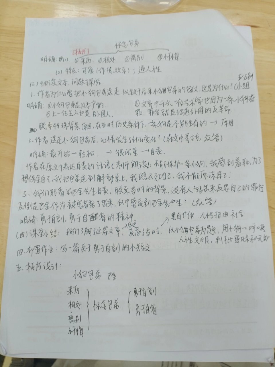 教资面试打卡第61566天|小狗包弟教案板书 教案我是根据找到的