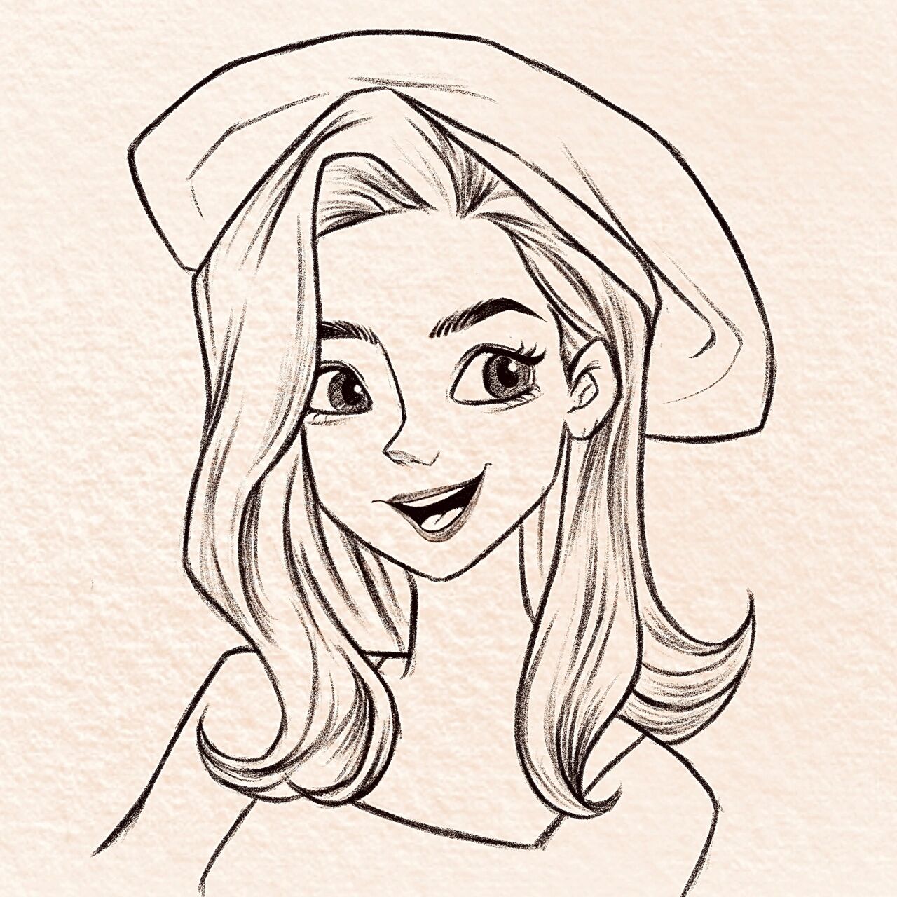 手绘少女头像线稿(步骤)可临摹 少女头像线稿练习 铅笔手绘可爱少女