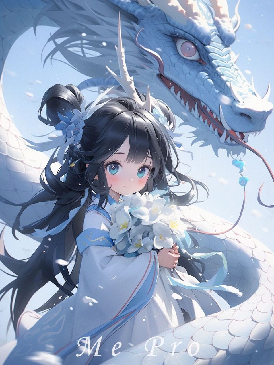 十二生肖·龙 q版女孩  电脑和手机壁纸 古老的东方有一条龙 它的名字