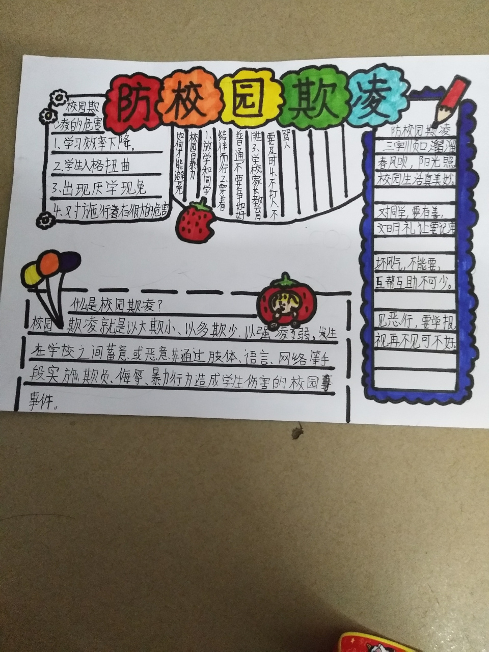 防校园欺凌【手抄报】 防校园欺凌手抄报,希望喜欢.
