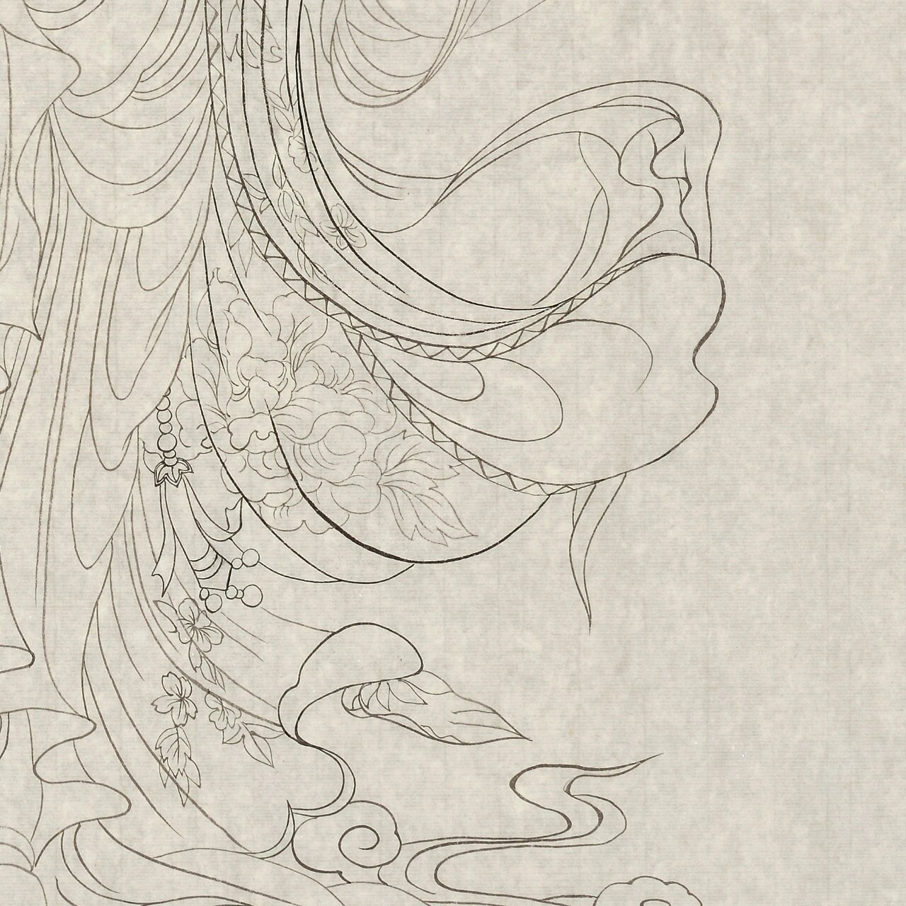 《送子观音图》 朋友的作品《送子观音图》 线细如发 笔锋婉转 栩栩