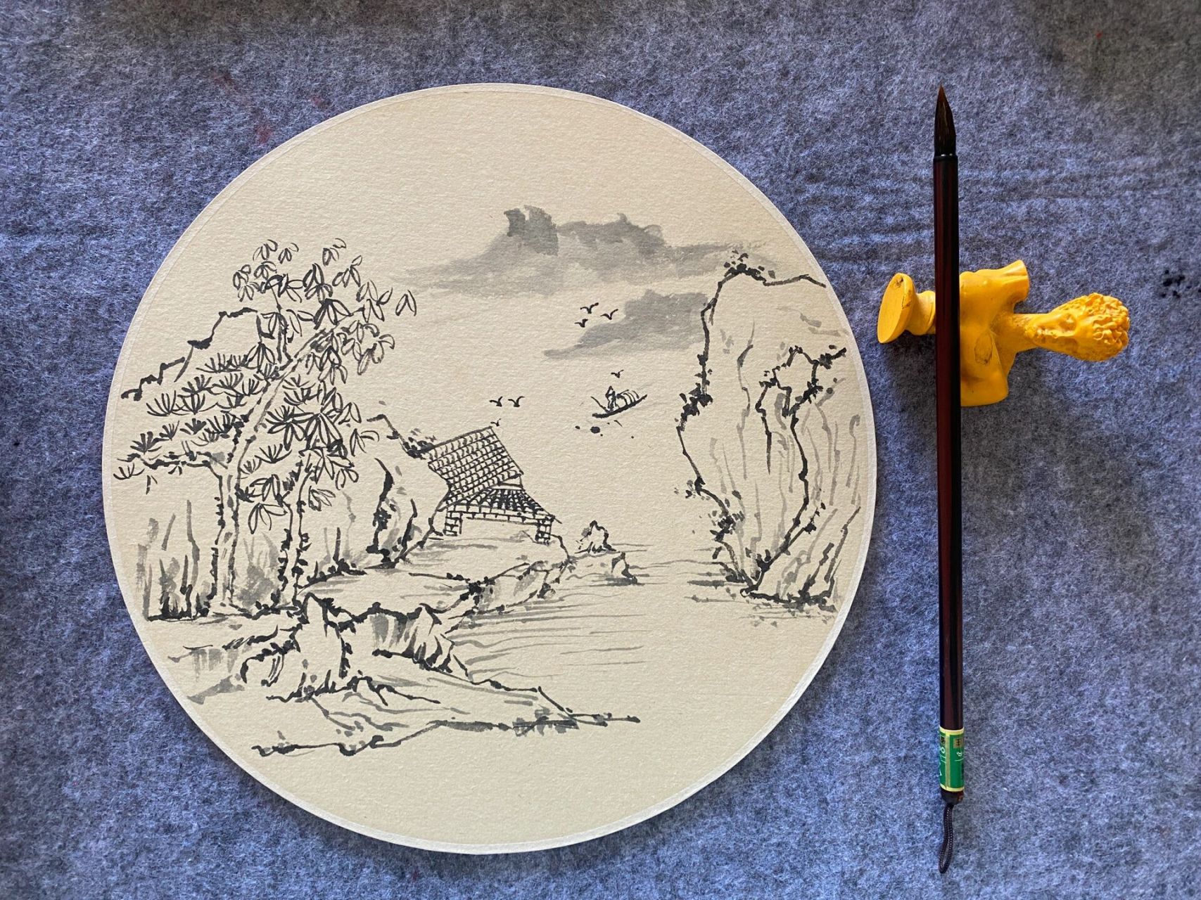 山水画团扇 临习