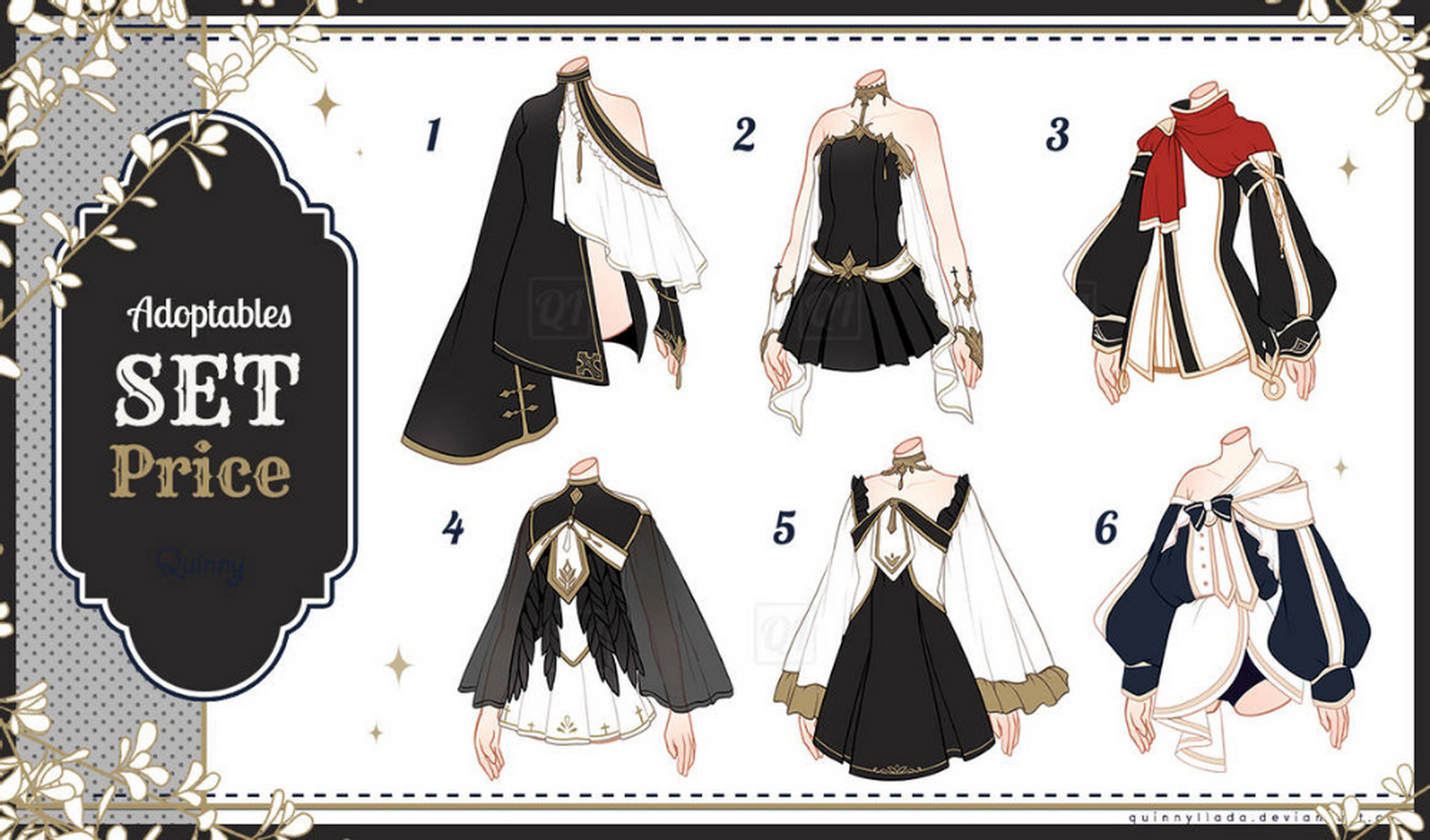 绘画参考|黑色系少女服设参考