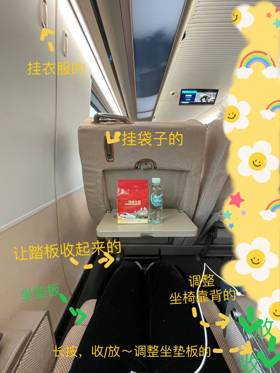 一等座会派一些小零食和水(冤大种的我在南站里面也买了5元/瓶).