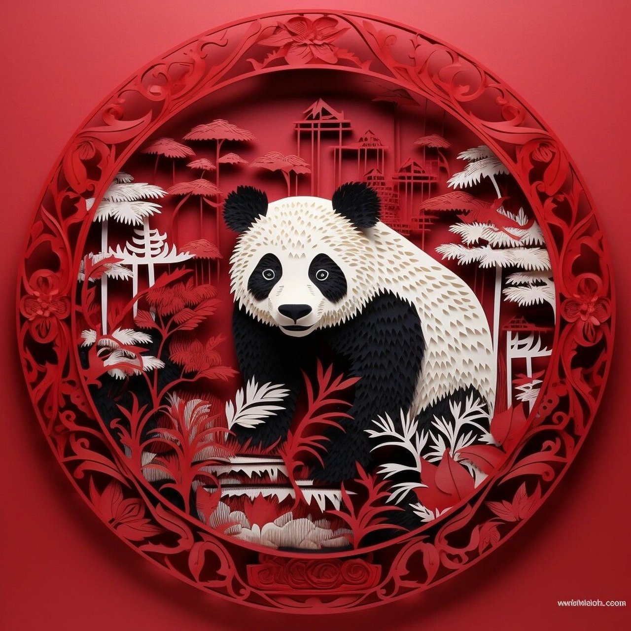 剪纸系列|中国风大熊猫