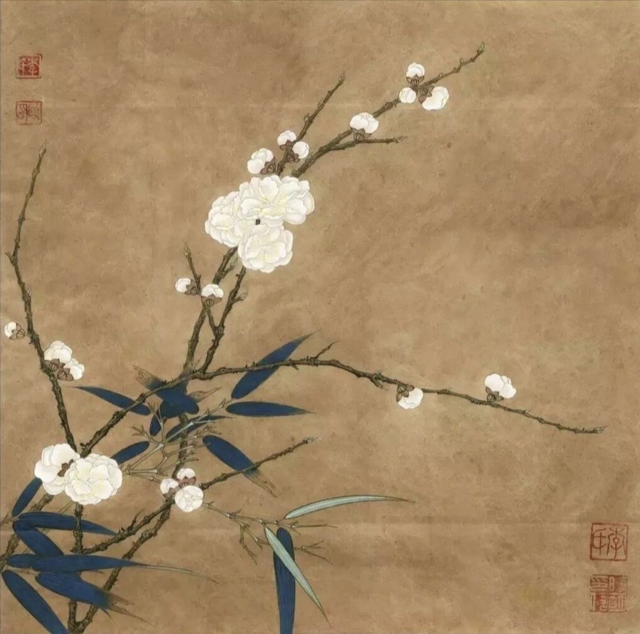 工笔画步骤分享《梅竹双友图》 李晓明临宋《梅竹双友》的绘画步骤与