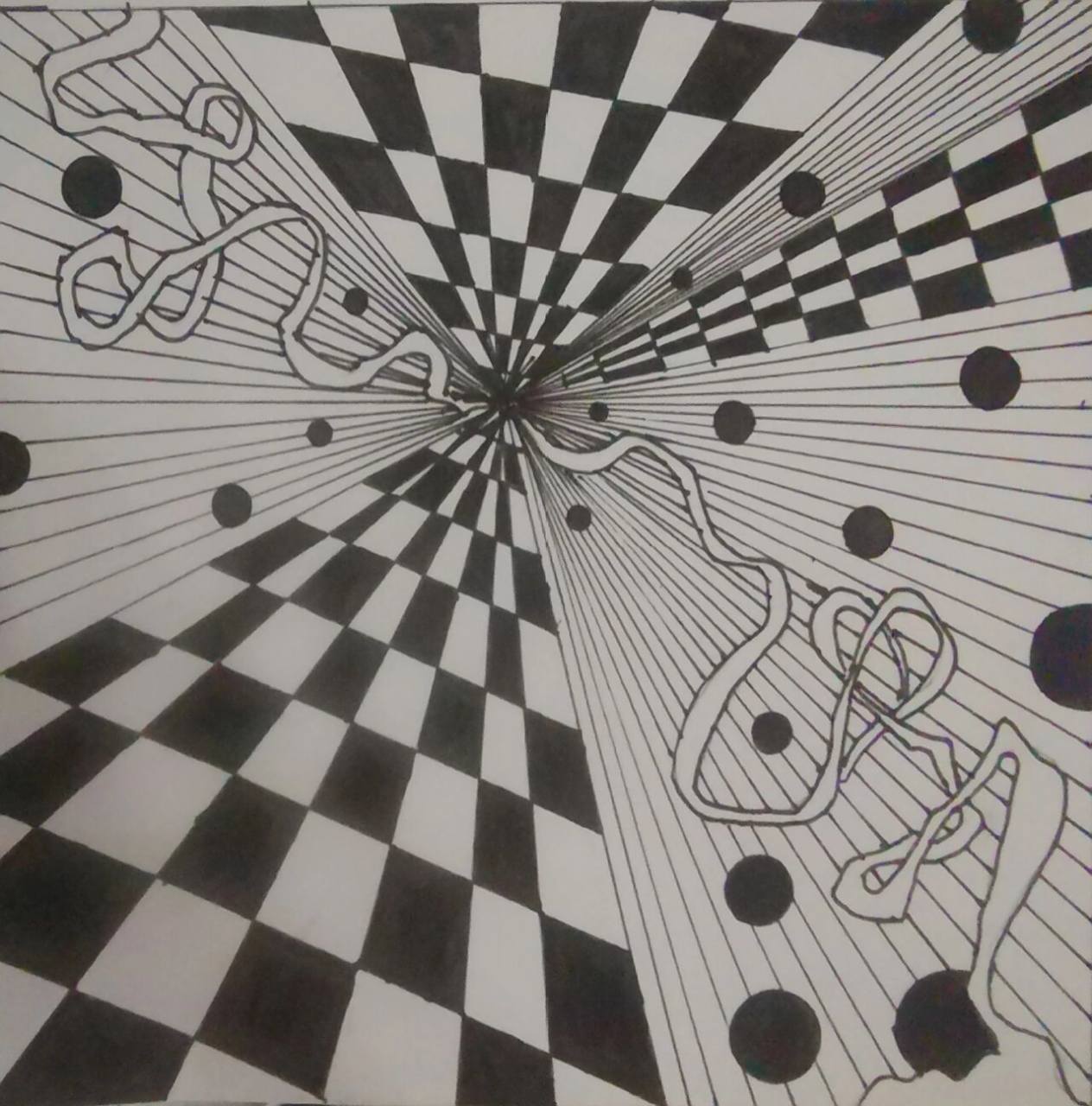 形式美法则构成作业(有临摹有原创) 1.发射与渐变 2.空间构成 3.