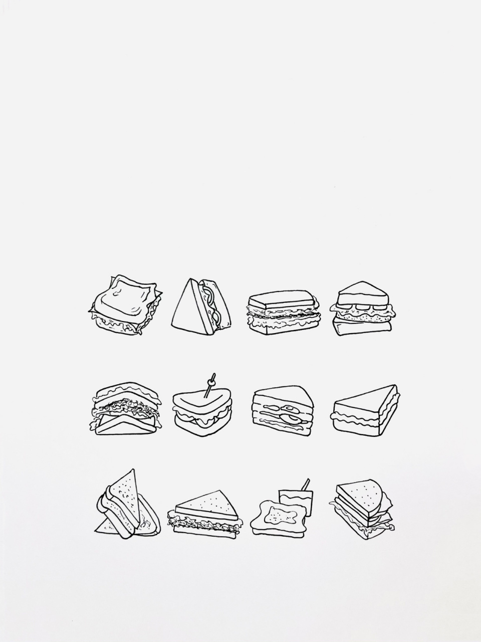 【简笔画】三明治00 分享一组美食简笔画—三明治00 我的最爱之一