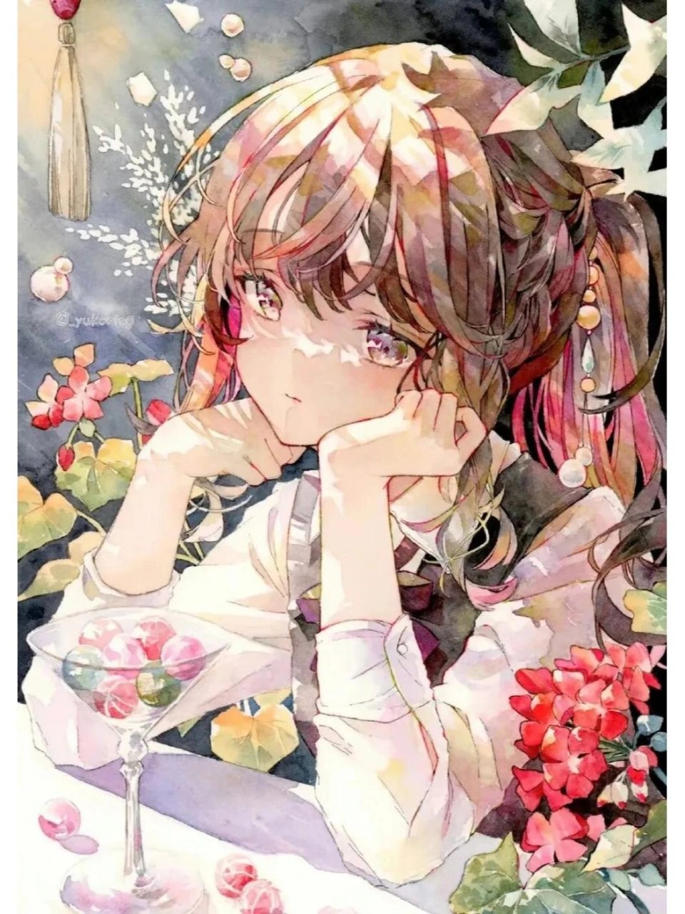 水彩手绘:动漫人物水彩手绘,配色太美了