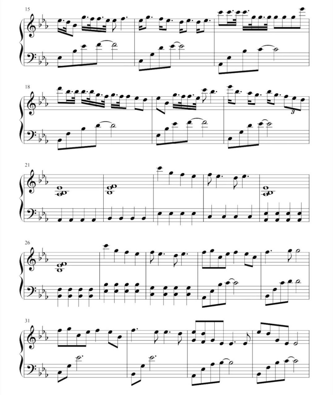 高清钢琴谱"朗朗晴天"