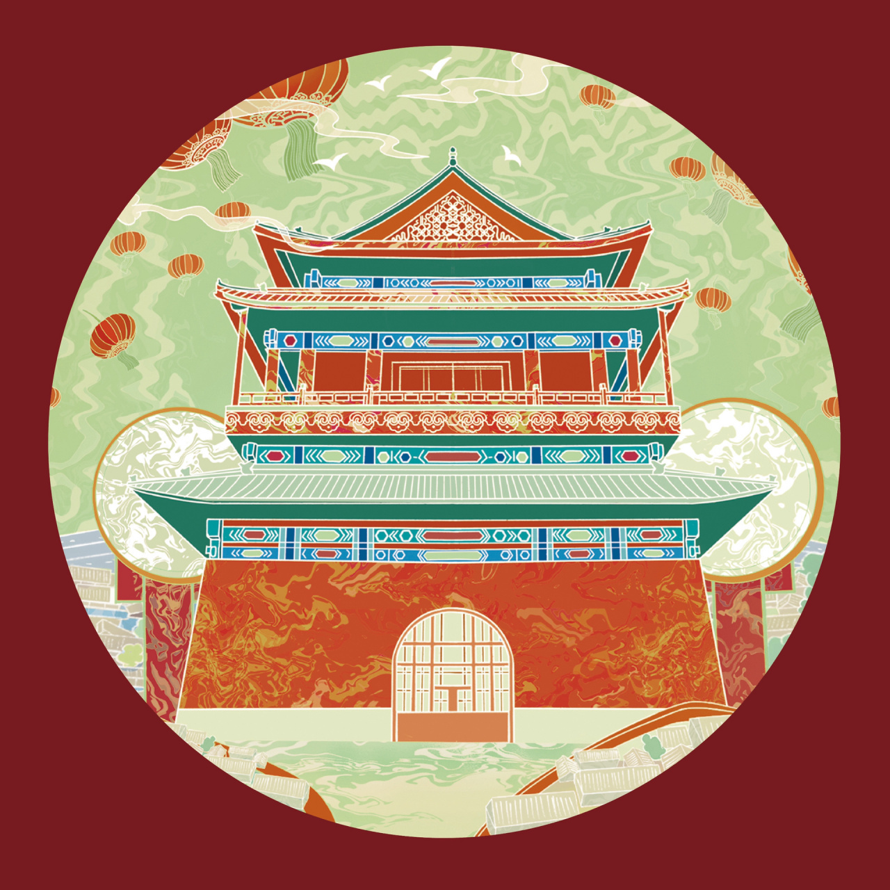 91毕设北京中轴线之《鼓楼》插画细节78 91这是我的毕设作品之