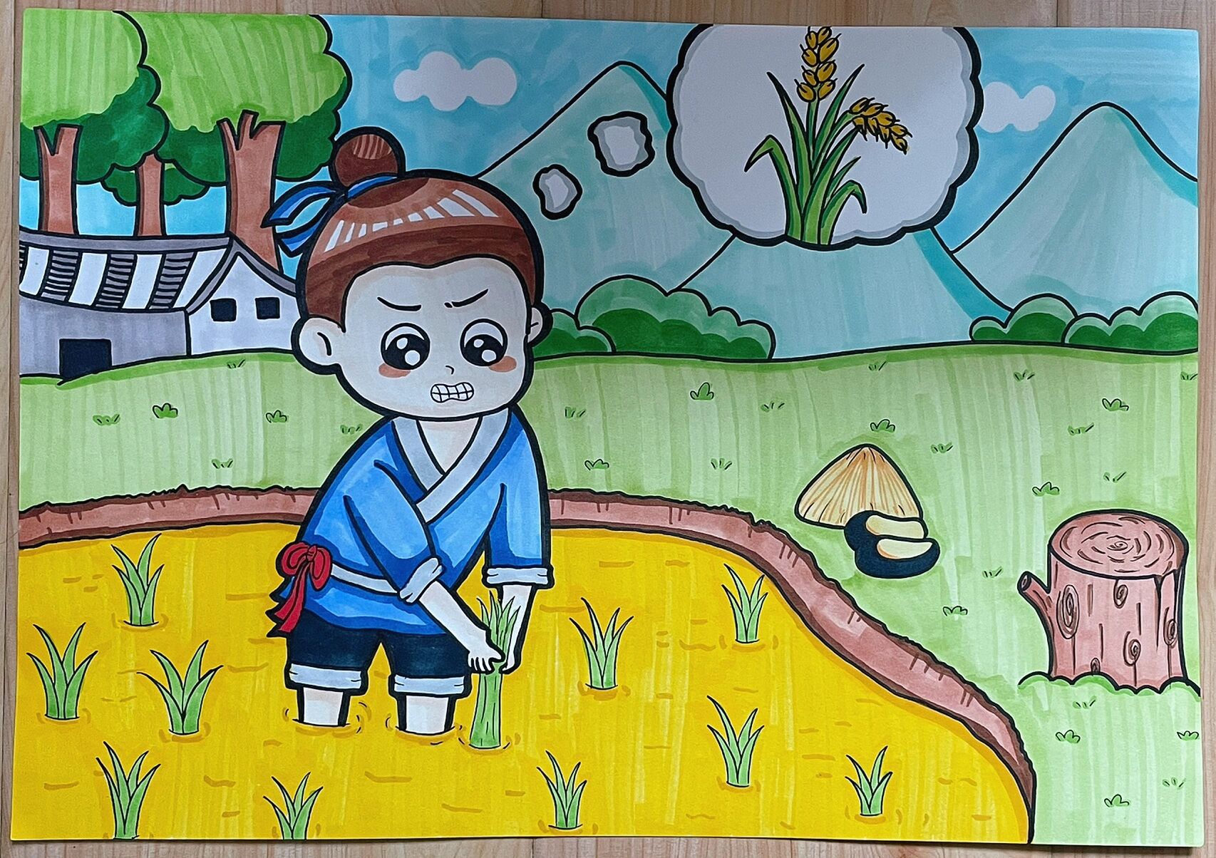 主题画—拔苗助长