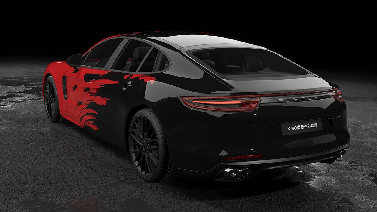 保时捷-红黑泼墨涂装-改色案例分享