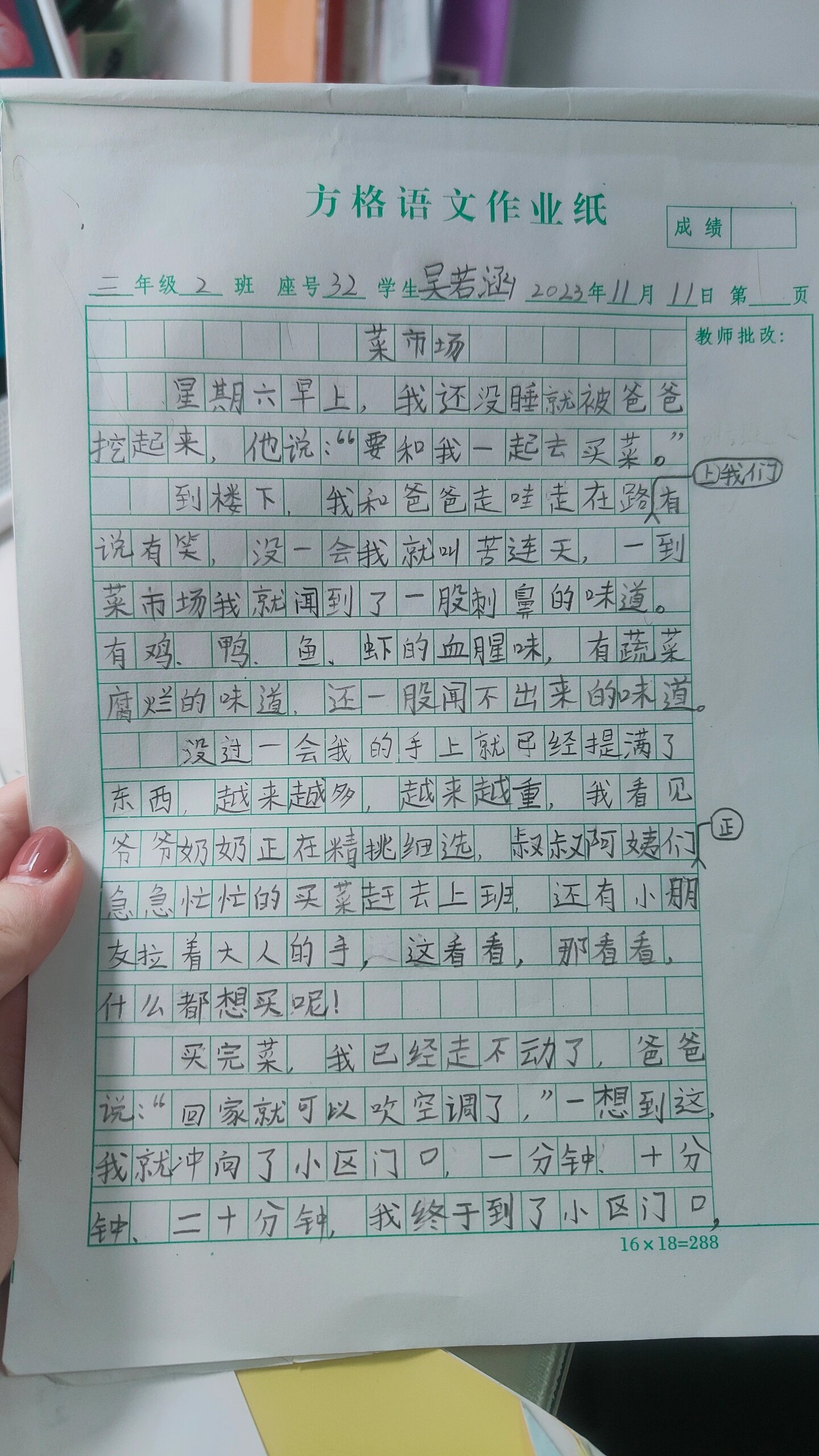 三年级 小作文 买菜