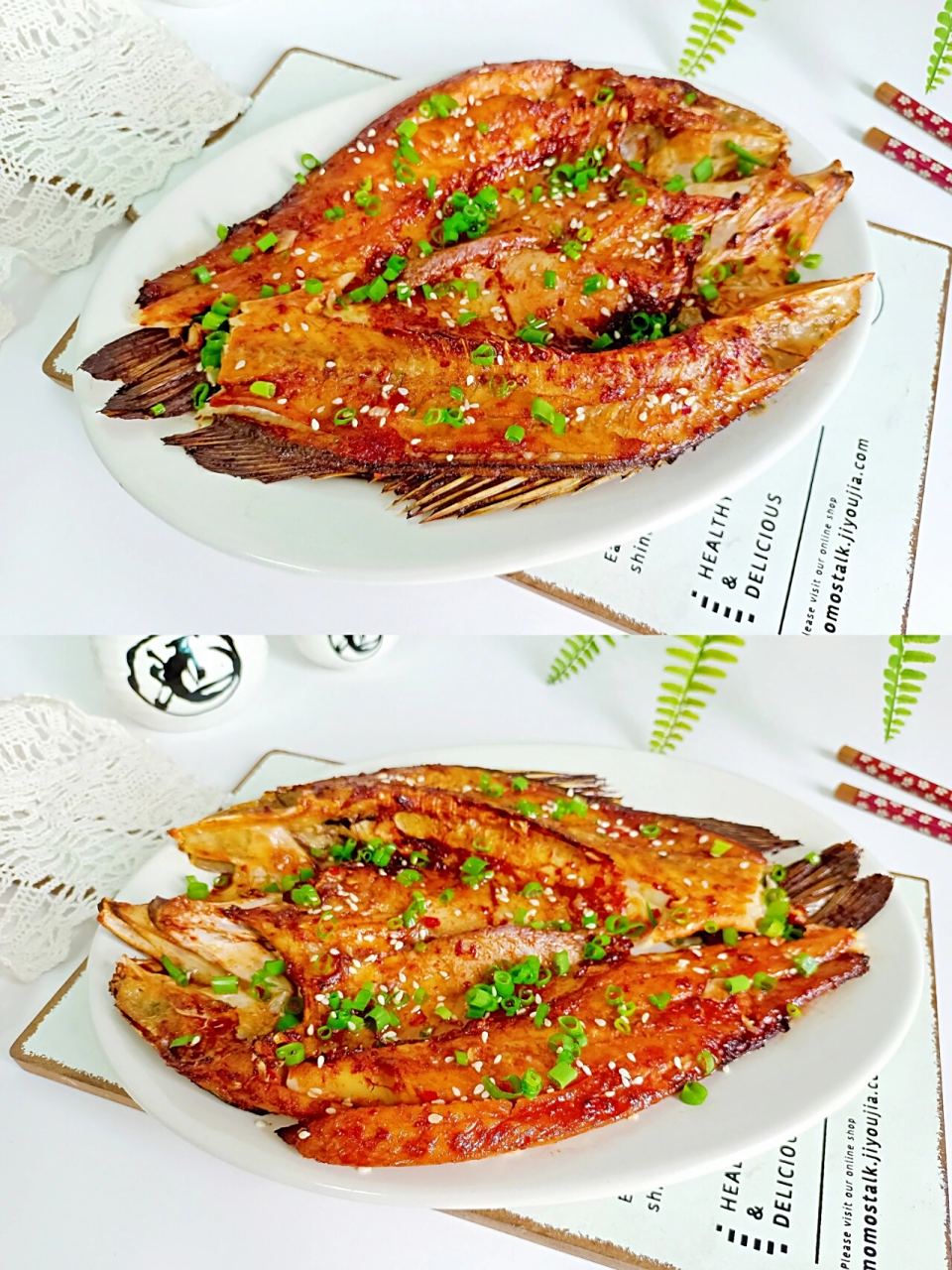 海鲈鱼背部破开,清理干净备用.