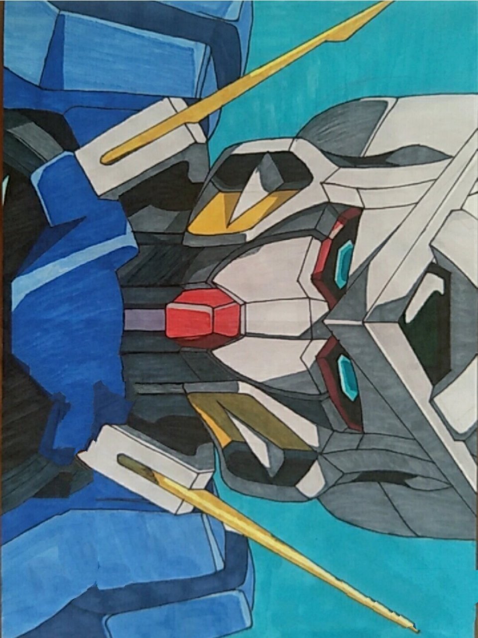 手绘高达 能天使,选自《机动战士高达00》 选自动漫截图第一集,前几天