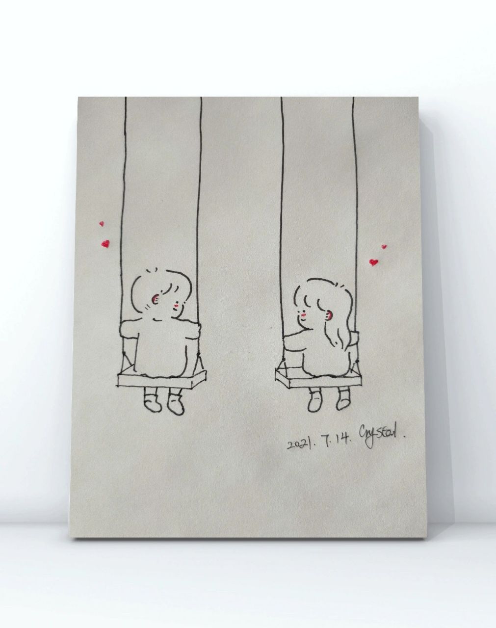 简笔画|荡秋千 童心未泯,所遇皆甜 秋千荡漾,所遇皆安 临摹:眼镜大人