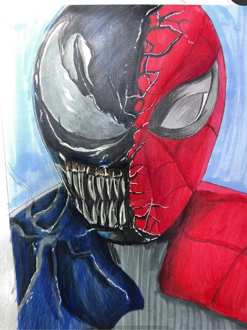 动漫人物-蜘蛛侠毒液            毒液蜘蛛侠手绘,带步骤 touch马克笔