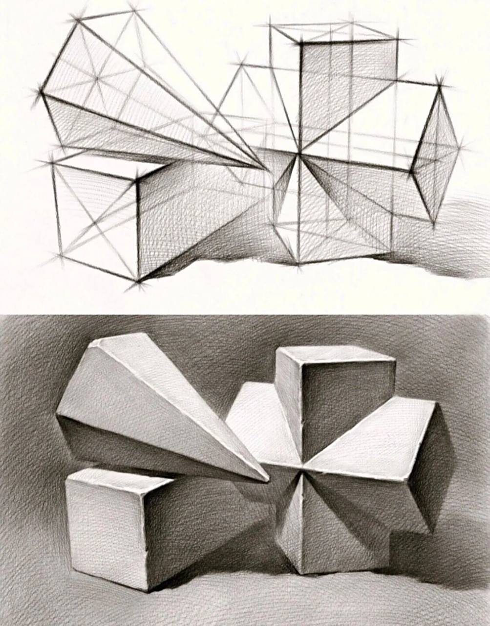 素描石膏几何体组合结构范例