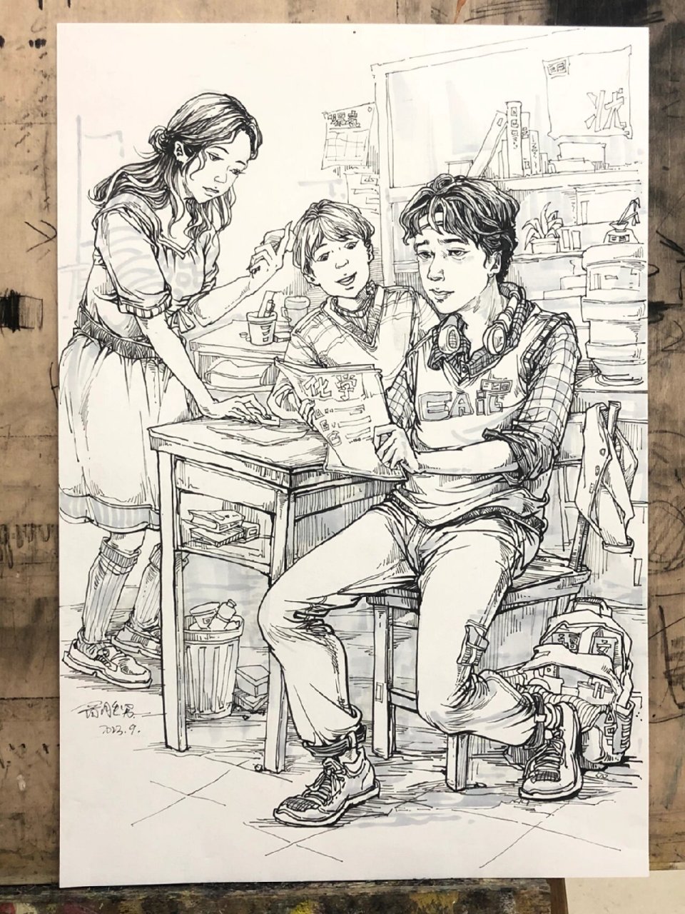 校园主题速写场景默写,秀丽笔 可套题,用做教室,图书馆或家庭类