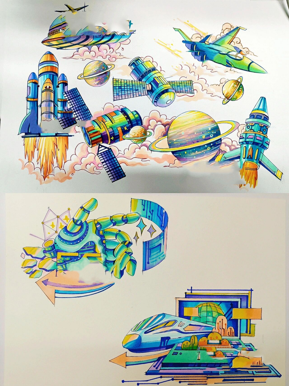 艺术考研科技手绘单体,组合练习 江西艺术考研春季班基础练习手绘单体